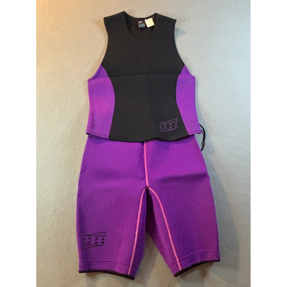 VTG Nike Aqua Gear Wetsuit Set Womens L/XL Purple Black Neoprene 90s Surf Swim